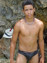 Sexy latino twink posing for the camera outdoors