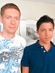 Brunette boy sucks hard cock