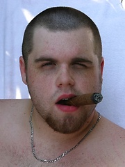 Beefy Bryce fires off a hot load of jizz across his belly