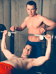 The two are working out in a home gym on Fire Island and soon cant keep their hands off each over