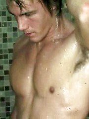 Sexy white-haired jock stroking dick