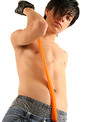 Cute brunette twink boy undress his clothes and poses