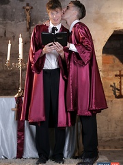 Horny, Hairless Choirboys Get Exercising Their Tonsils On Some Thick, Meaty, Uncut Dick!