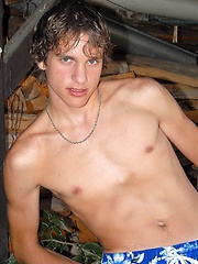 Straight euro boy posing on the backyard