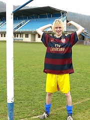 Sexy blonde soccer teen boy